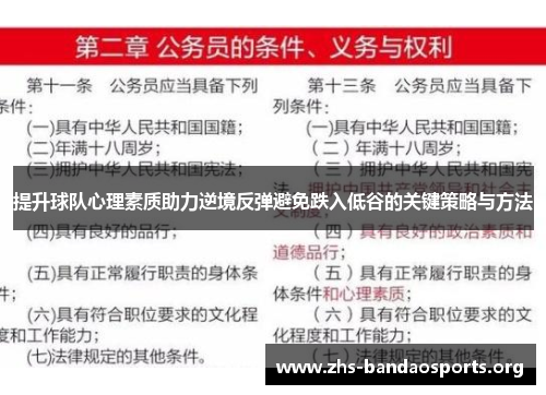 提升球队心理素质助力逆境反弹避免跌入低谷的关键策略与方法 提升球队心理素质助力逆境反弹避免跌入低谷的关键策略与方法
